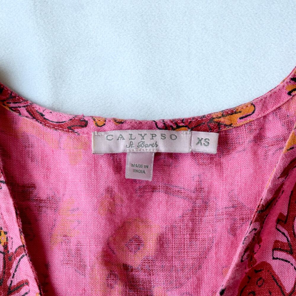 Calypso St. Barth Pink And Red Flutter Sleeve Sun… - image 4